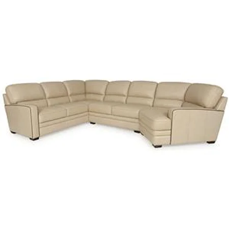 Contemporary Cream Leather Sectional